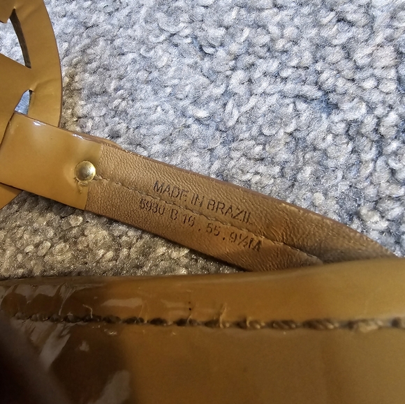 Tory Burch Dark Beige Leather Flat Flip Flops Size 9.5 Preppy Girlhoodcore - Picture 5 of 12